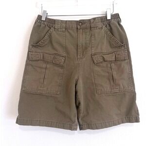 Cabela's Men's Olive Green Cargo Shorts - Elastic Waist Multi-Pocket‎ Cotton